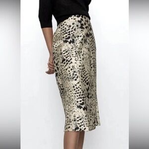 Aritzia Animal Print Midi Skirt - Black and Cream